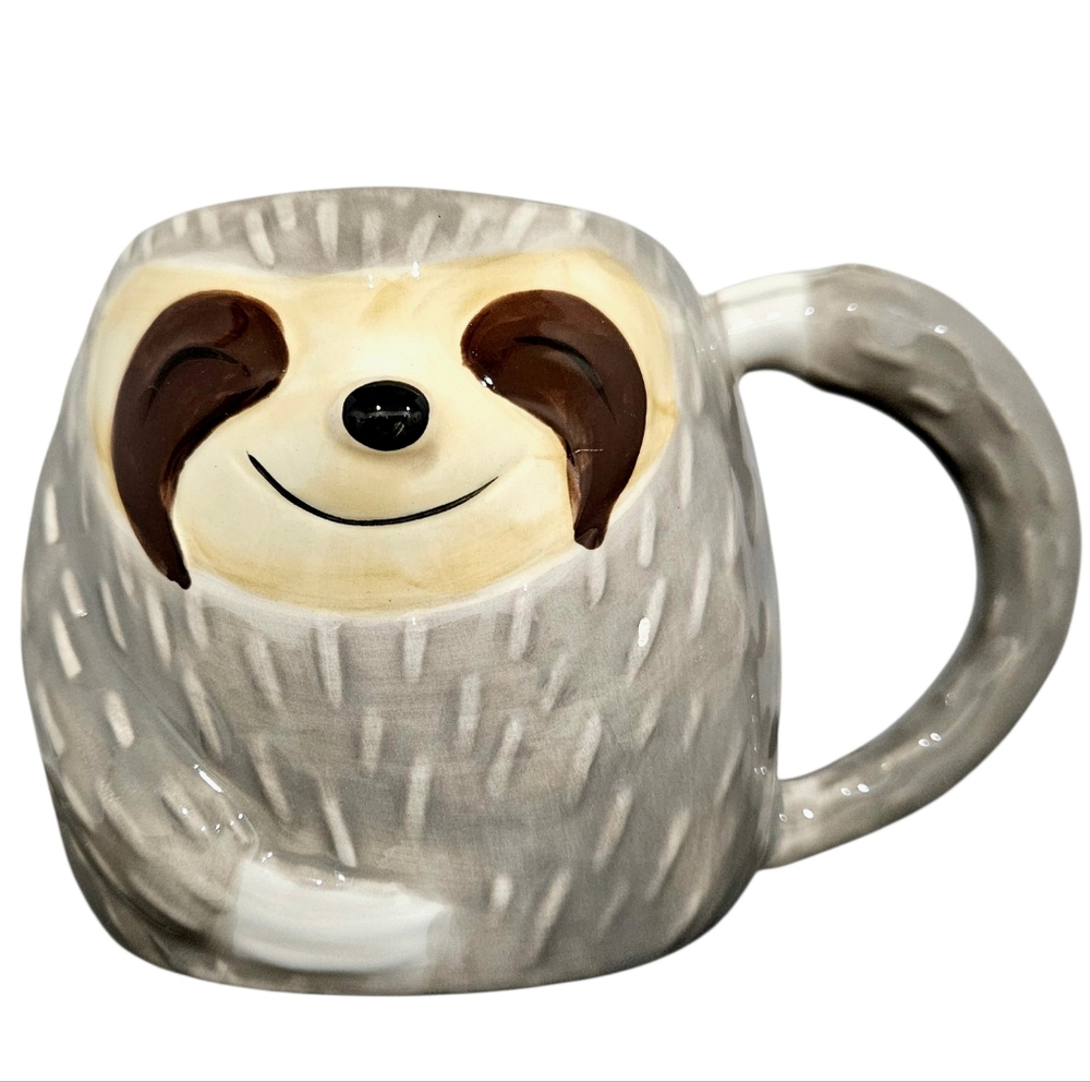 SLOTH 3D coffee mug VGUC cup 16 oz Happy adorable cute